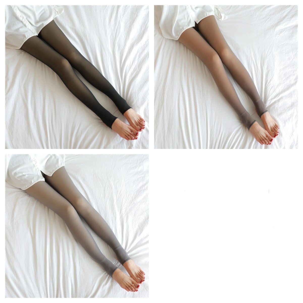 Fake Translucent Plus Size Leggings Fleece Lined Tights.