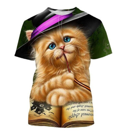 Funny Cute Cat Pattern Men's T-shirt 3D Animal Print