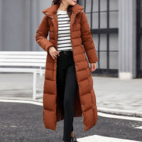Thumbnail for Large fur collar belt winter loose and thick down padded jacket