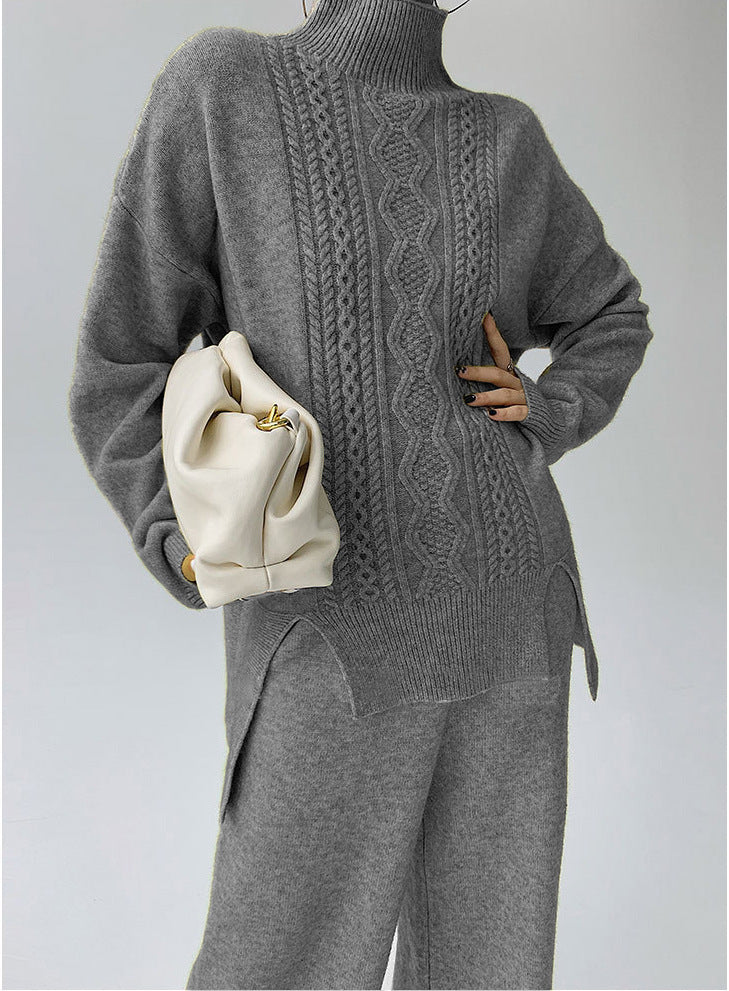 Idle Style Fashionable Set - Women's Turtleneck Knitting Sweater.