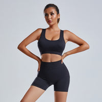 Thumbnail for 2pcs Yoga Set Women's Vest And Shorts Tracksuit- Fitness Sports Suits