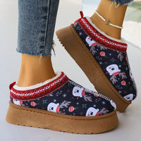 Thumbnail for Women's Cartoon Christmas Print Ankle Boots Casual Slip On Plush Lined Home Shoes Comfortable Winter Short Boots