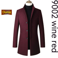 Thumbnail for Single-breasted Stand Collar Wool Woolen Men's Coat