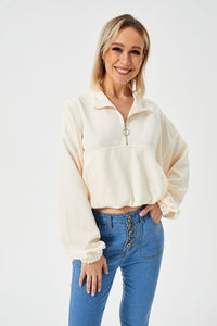 Thumbnail for Women's Loose Casual Half Zipper Sweatshirt