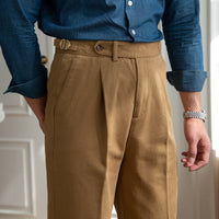 Thumbnail for Men's Washed Cotton High Waist Straight Pants