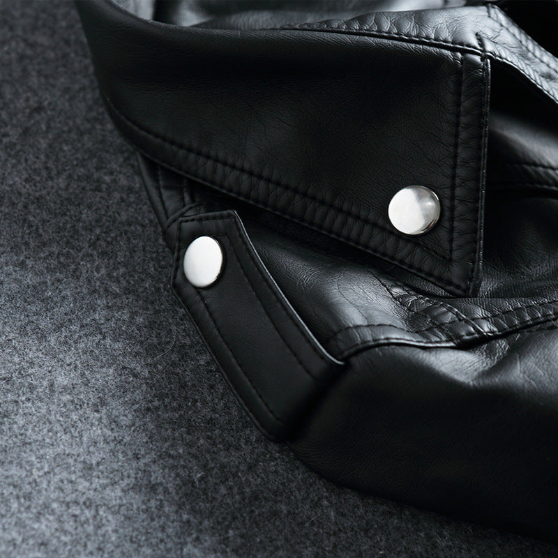 Women's Slim-fit Lapel Leather Coat