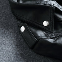 Thumbnail for Women's Slim-fit Lapel Leather Coat
