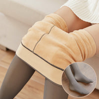Thumbnail for Fake Translucent Plus Size Leggings Fleece Lined Tights.