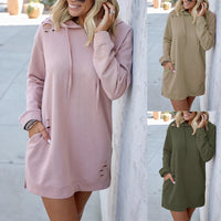 Thumbnail for Women's Loose Long Sleeve Hooded Jacket