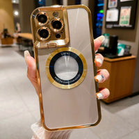 Thumbnail for Electroplated Phone Case Luxury Plating CD Pattern Magsafe Bracket Case For IPhone 12 13 14 Pro Max Invisible Camera Stand Holder Lens Holder Magnetic Suction