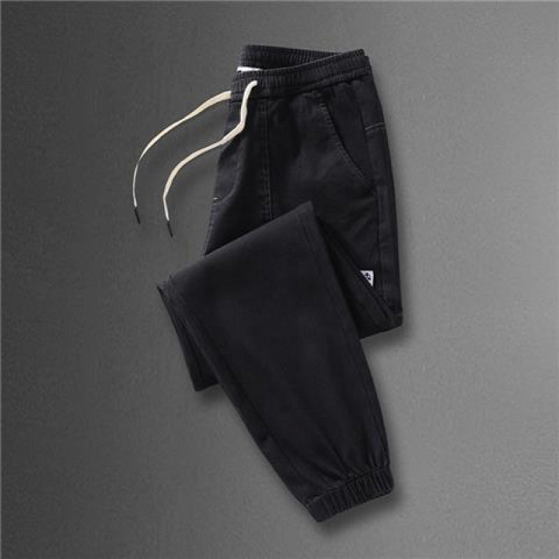 Spring And Autumn New Jeans Men's - Stitching Ankle Banded Pants