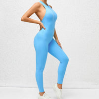 Thumbnail for Zippered Yoga Fitness Jumpsuit Sleeveless Tummy Control Stretch Shapewear Butt Lifting Sportswear Women Fashopn Outfits Clothing