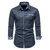 Thumbnail for Plaid Patchwork Formal Shirts for Men