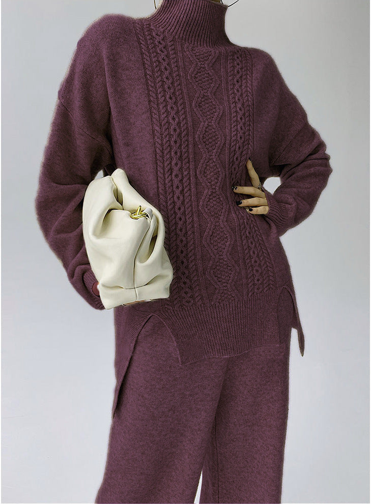 Idle Style Fashionable Set - Women's Turtleneck Knitting Sweater.