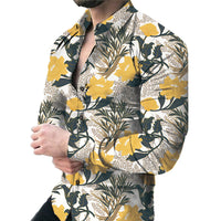 Thumbnail for Men's Casual Long Sleeved Large Floral Shirt