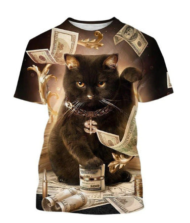 Funny Cute Cat Pattern Men's T-shirt 3D Animal Print