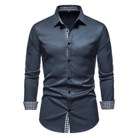 Thumbnail for Plaid Patchwork Formal Shirts for Men