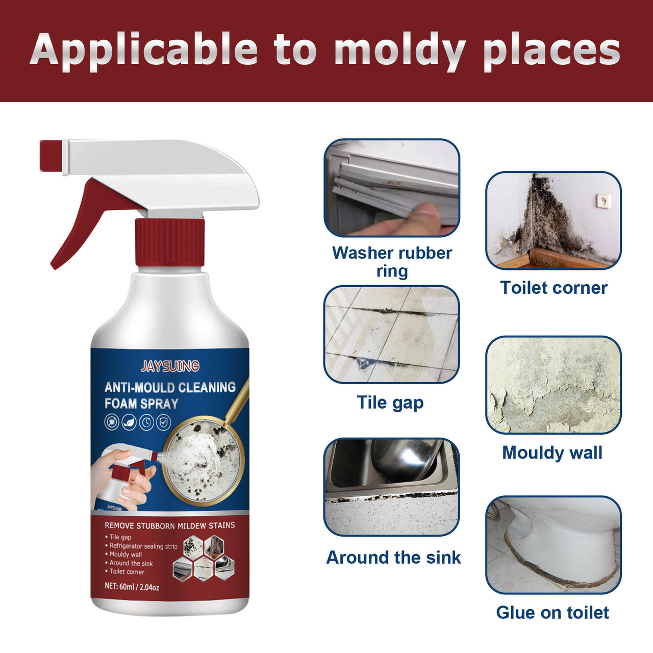 Foam Cleaning Mildew - Removal Spray Multifunctional