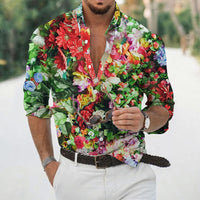 Thumbnail for Men's Loose Floral Shirt Beach Retro