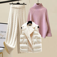 Thumbnail for Autumn And Winter Women's Sweater Vest Pants Suit