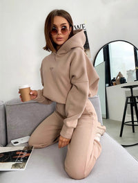 Thumbnail for Women's Knitted Fleece Casual Suit Two-piece Set