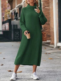 Thumbnail for Long Sweater Dress Loose Over Knee Turtleneck Knitting Dress Female Base Dress