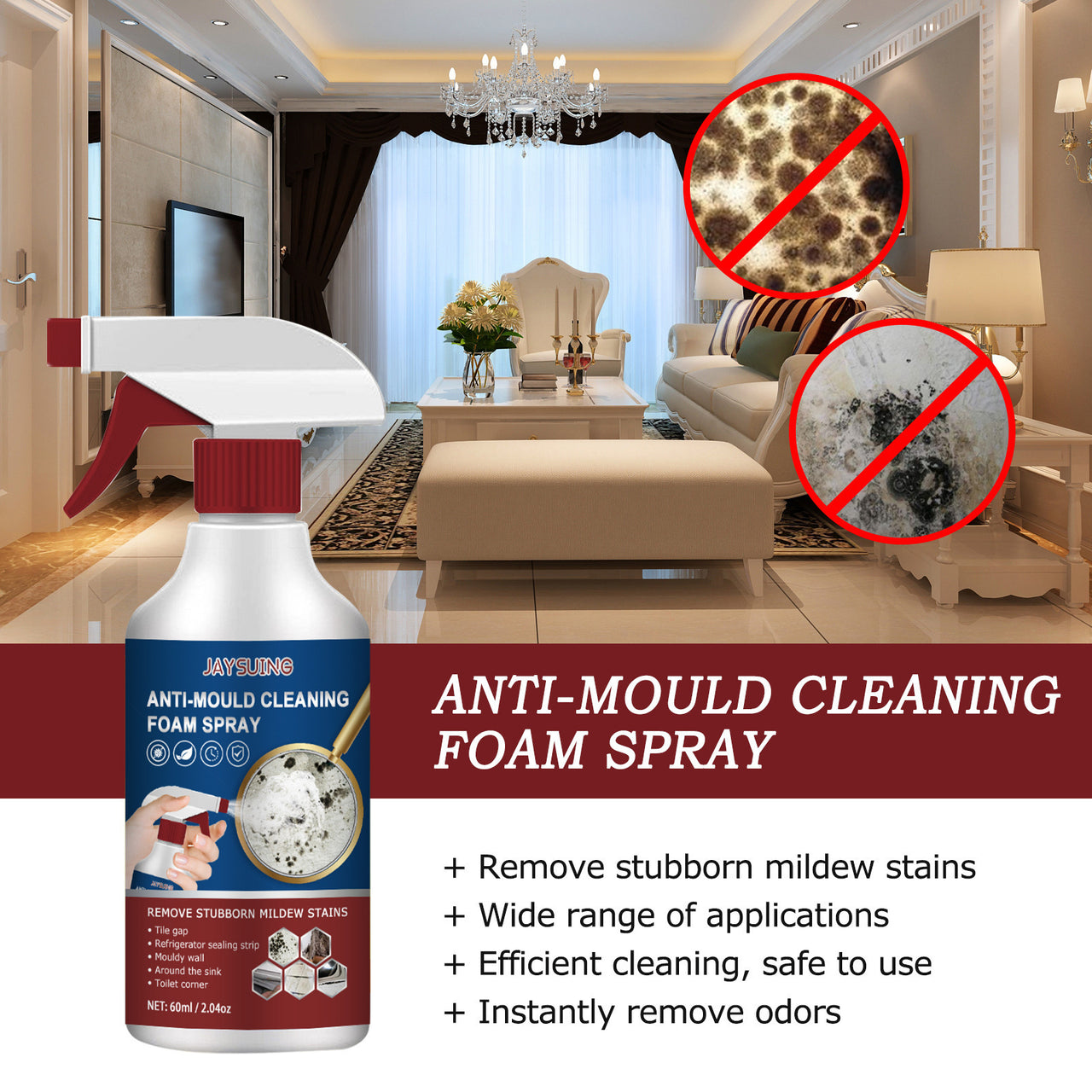 Foam Cleaning Mildew - Removal Spray Multifunctional