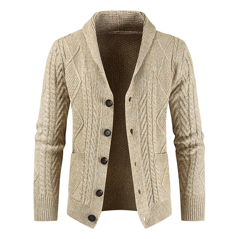 Men's Fashion Knitted Cardigan V Neck Loose Thick Sweater Jacket