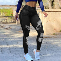 Thumbnail for Ladies High Waist High Stretch Faux Denim Leggings