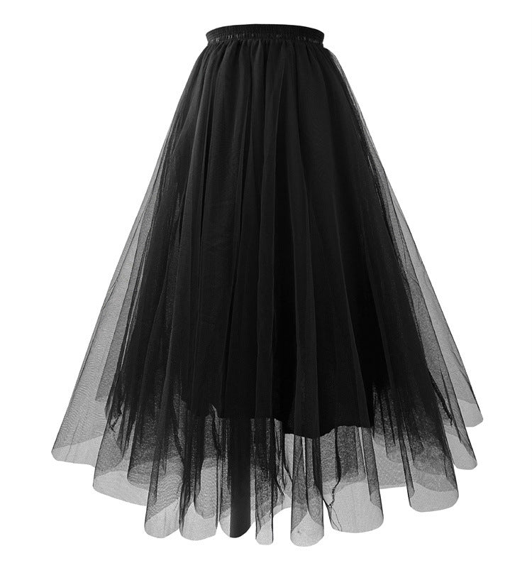 Mesh Skirt Mid-length Pleated Skirt Plus Size Super Large Swing Skirt A- Line Skirt