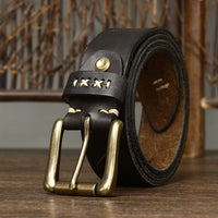 Thumbnail for Washed-out Vintage First Layer Cow Leather Pin Buckle Jeans Belt