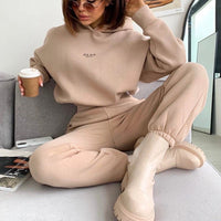 Thumbnail for Women's Knitted Fleece Casual Suit Two-piece Set