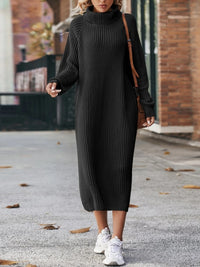 Thumbnail for Long Sweater Dress Loose Over Knee Turtleneck Knitting Dress Female Base Dress