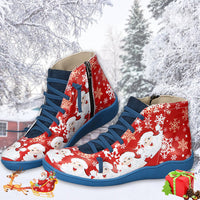 Thumbnail for Christmas Ankle Boots Women Santa Claus Snowflake Print Flats Shoes Casual Slip-on Side Zipper Design Short Boot