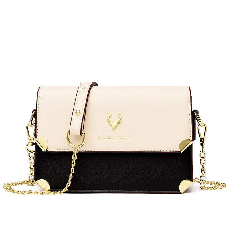 Urban Chic Color Contrast Deer Head Crossbody Bag with Chain Strap - Street Trend Fashion Accessory