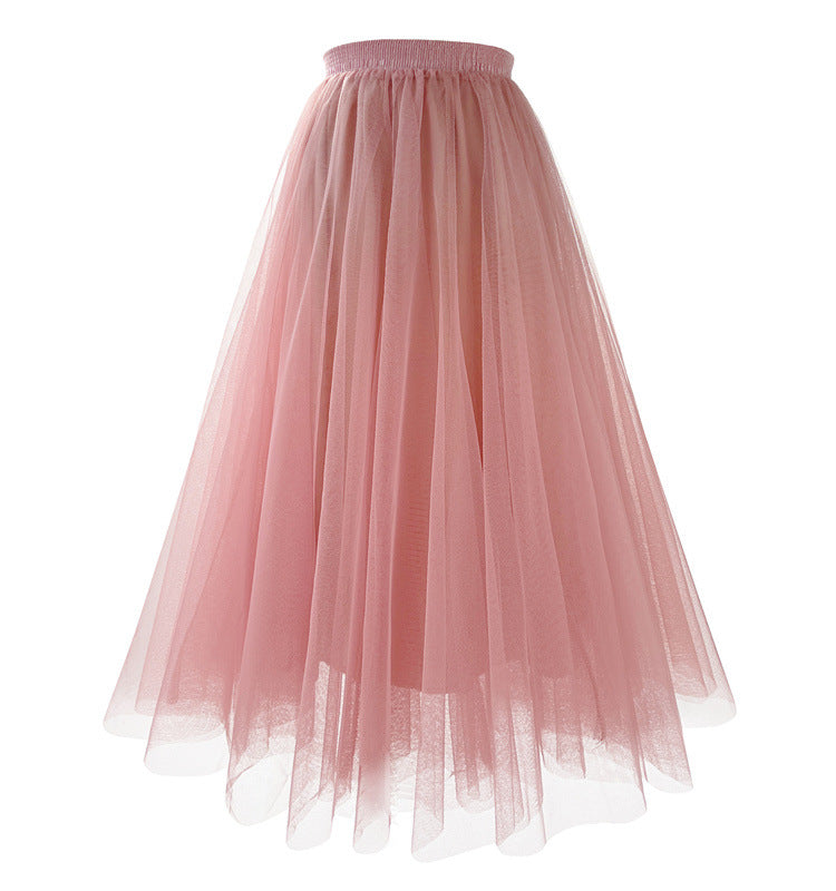 Mesh Skirt Mid-length Pleated Skirt Plus Size Super Large Swing Skirt A- Line Skirt
