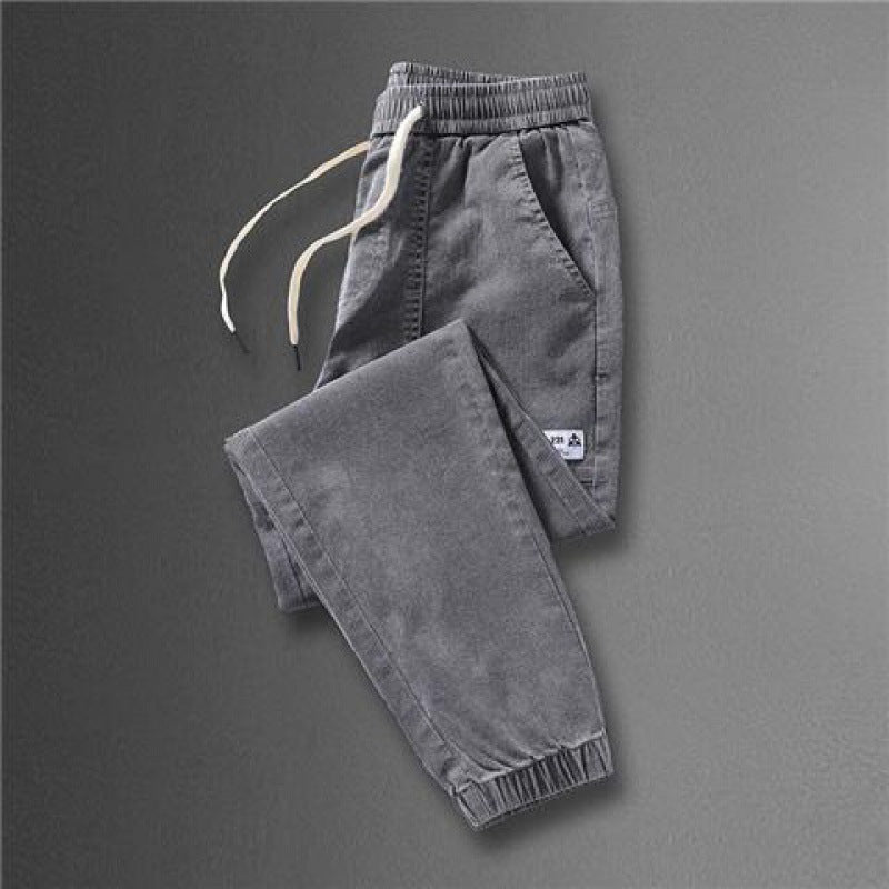 Spring And Autumn New Jeans Men's - Stitching Ankle Banded Pants