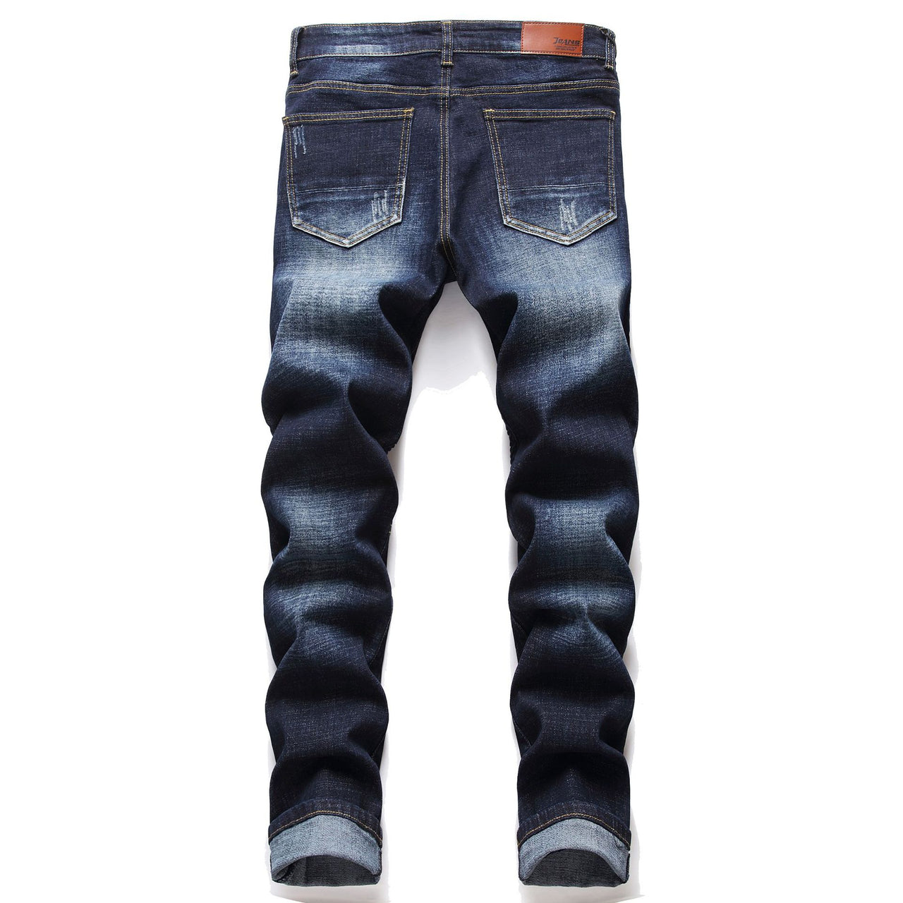 Men's Motorcycle Pleated Slim Stretch Jeans