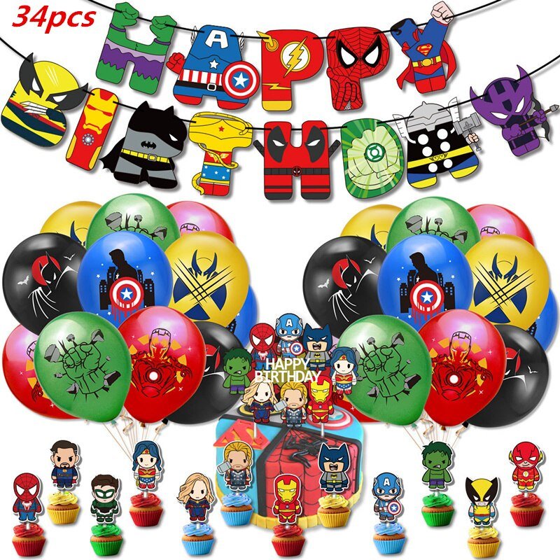 1set The Avengers Party Decoration Package Superhero - NetPex