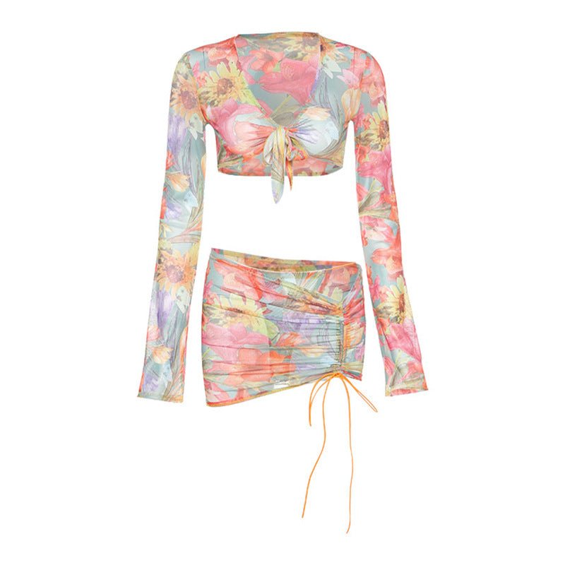 3 Piece Floral Mesh Skirt Set - NetPex