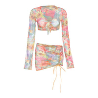 Thumbnail for 3 Piece Floral Mesh Skirt Set - NetPex