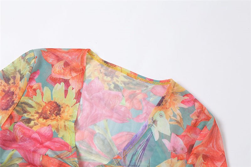 3 Piece Floral Mesh Skirt Set - NetPex