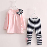 Thumbnail for Sportswear Girls - Set Bow Tie Decal Top+Striped Pants.