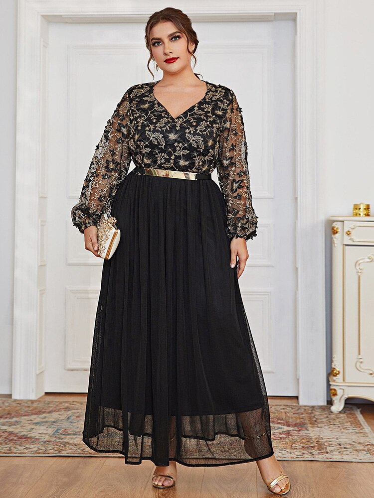 Maxi Dresses - Women Plus Size- Evening Party Dress.