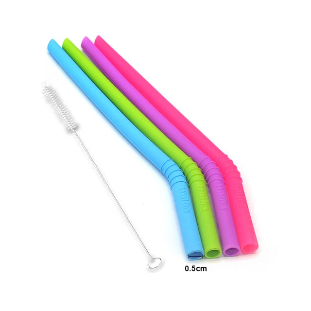 WALFOS 5 Pieces/Set Reusable Silicone Straws with case set.