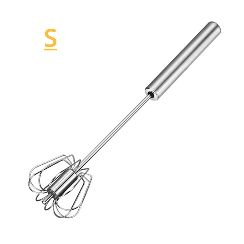 Semi-automatic Egg Beater- Stainless Steel Egg Whisk.