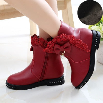 Shoes Girl Mid Length - Warm Leather Boots