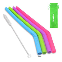 Thumbnail for WALFOS 5 Pieces/Set Reusable Silicone Straws with case set.