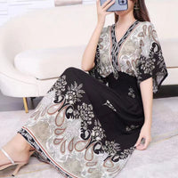 Thumbnail for Large Swing Printed Dress Long Skirt