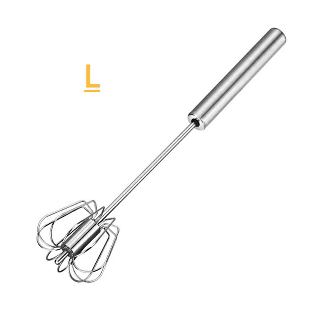 Semi-automatic Egg Beater- Stainless Steel Egg Whisk.